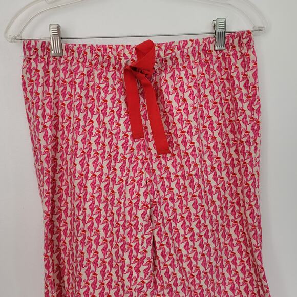Vineyard Vines Christmas Pajama Pants Seahorse Santa hats Pink Women XXS - Picture 3 of 12